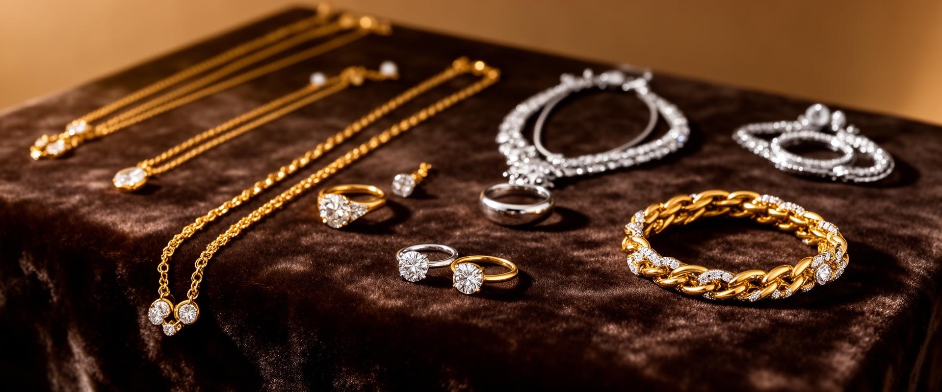 Elegant jewellery display with gold and silver pieces